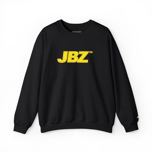 JBZ Fuzzy Logo Crewneck Sweatshirt — Black Cozy Graphic Pullover