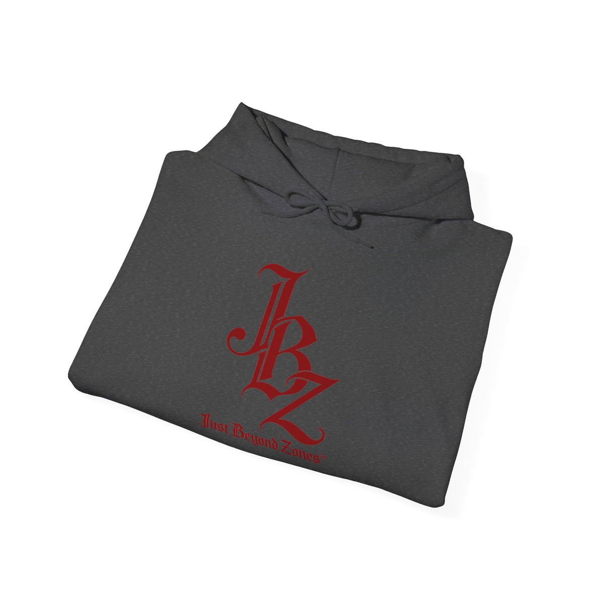 Initials Logo Hoodie — JBZ Red Gothic Script Pullover