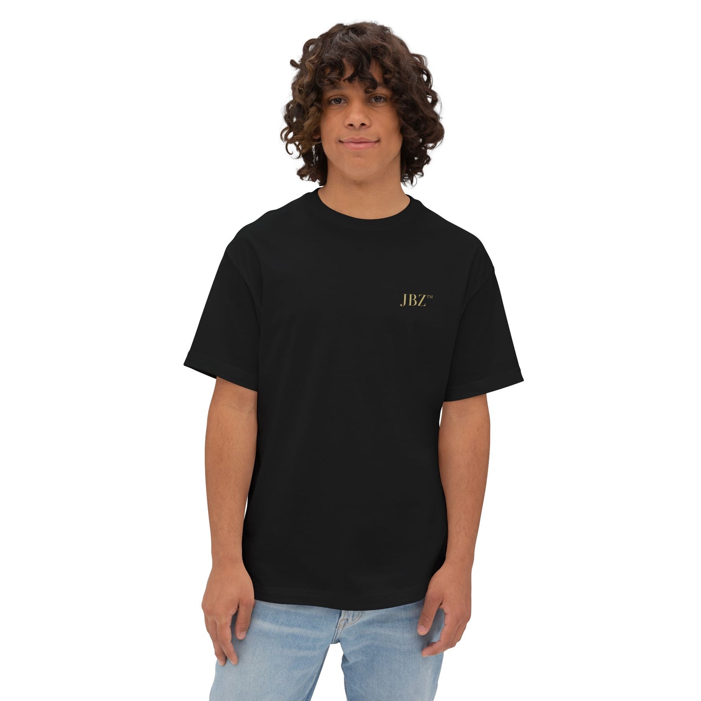 JBZ Minimal Logo Oversized T-Shirt Black Unisex Bella+Canvas 3010 Premium Streetwear Tee
