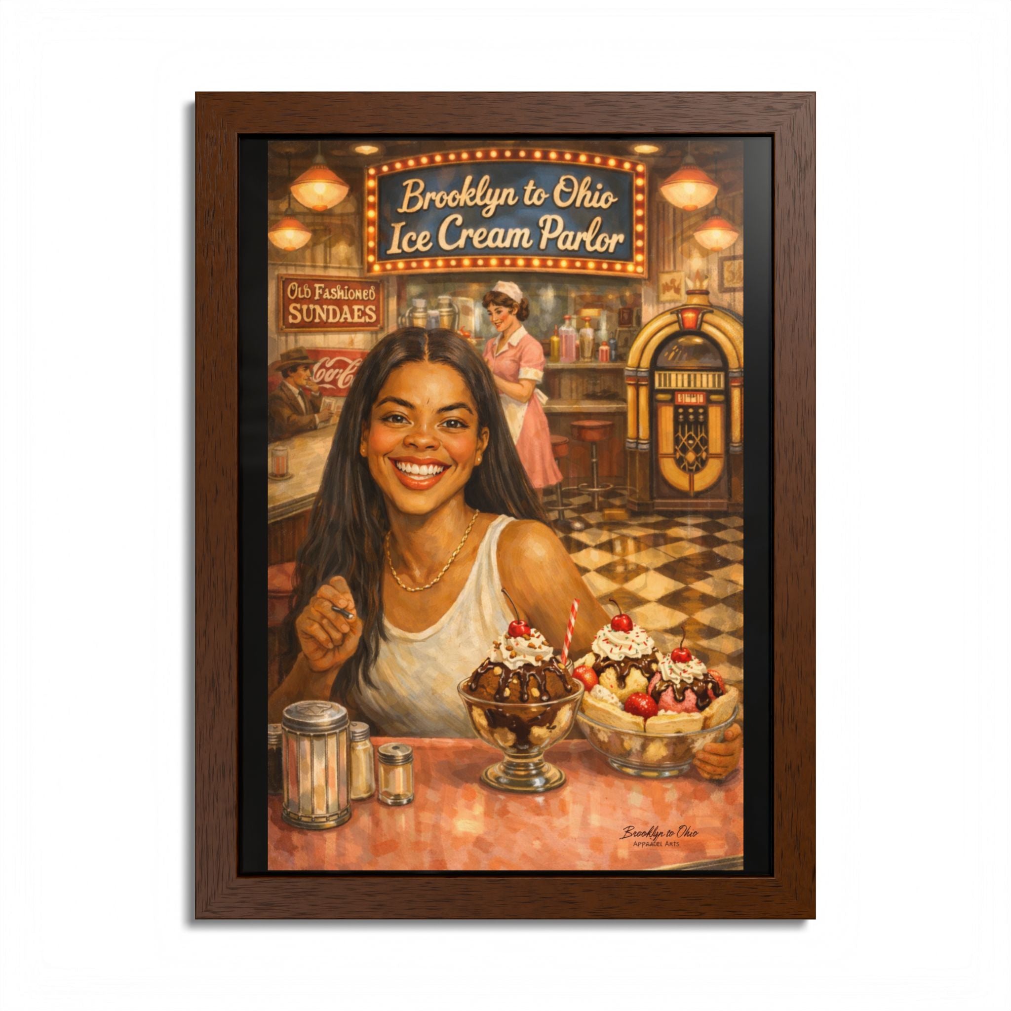 Brooklyn to Ohio Ice Cream Parlor – Journey Ari Brown Vintage Americana Art Print