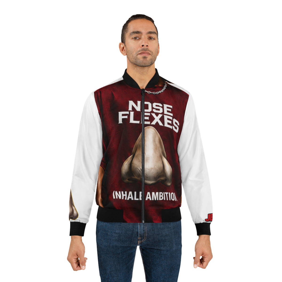 Bomber Jacket — 'Nose Flexes' Graphic Bomber with JBZ Bee Backprint