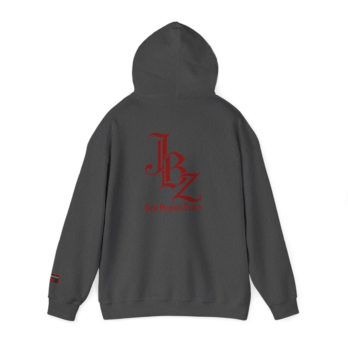 Initials Logo Hoodie — JBZ Red Gothic Script Pullover