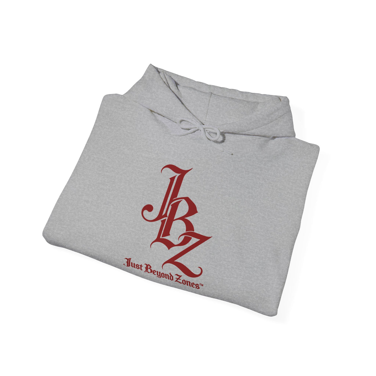 Initials Logo Hoodie — JBZ Red Gothic Script Pullover
