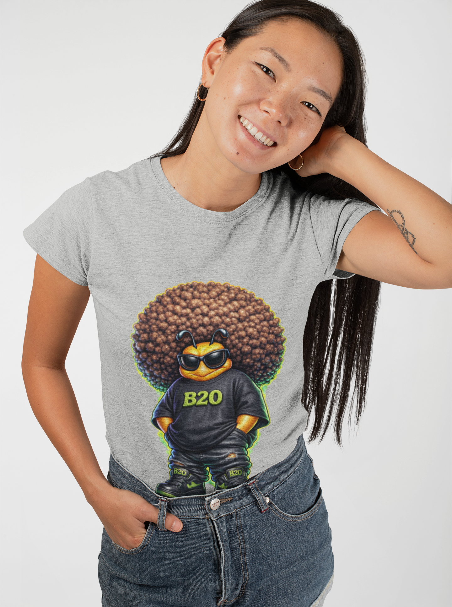 B2O Afro Bee Urban Graphic Tee – Brooklyn 2 Ohio Streetwear Shirt