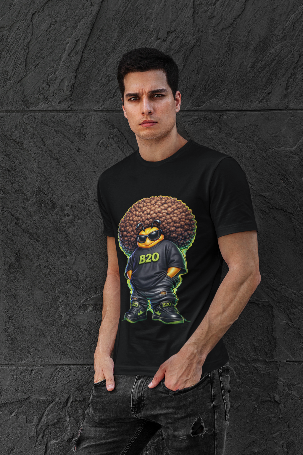 B2O Afro Bee Urban Graphic Tee – Brooklyn 2 Ohio Streetwear Shirt