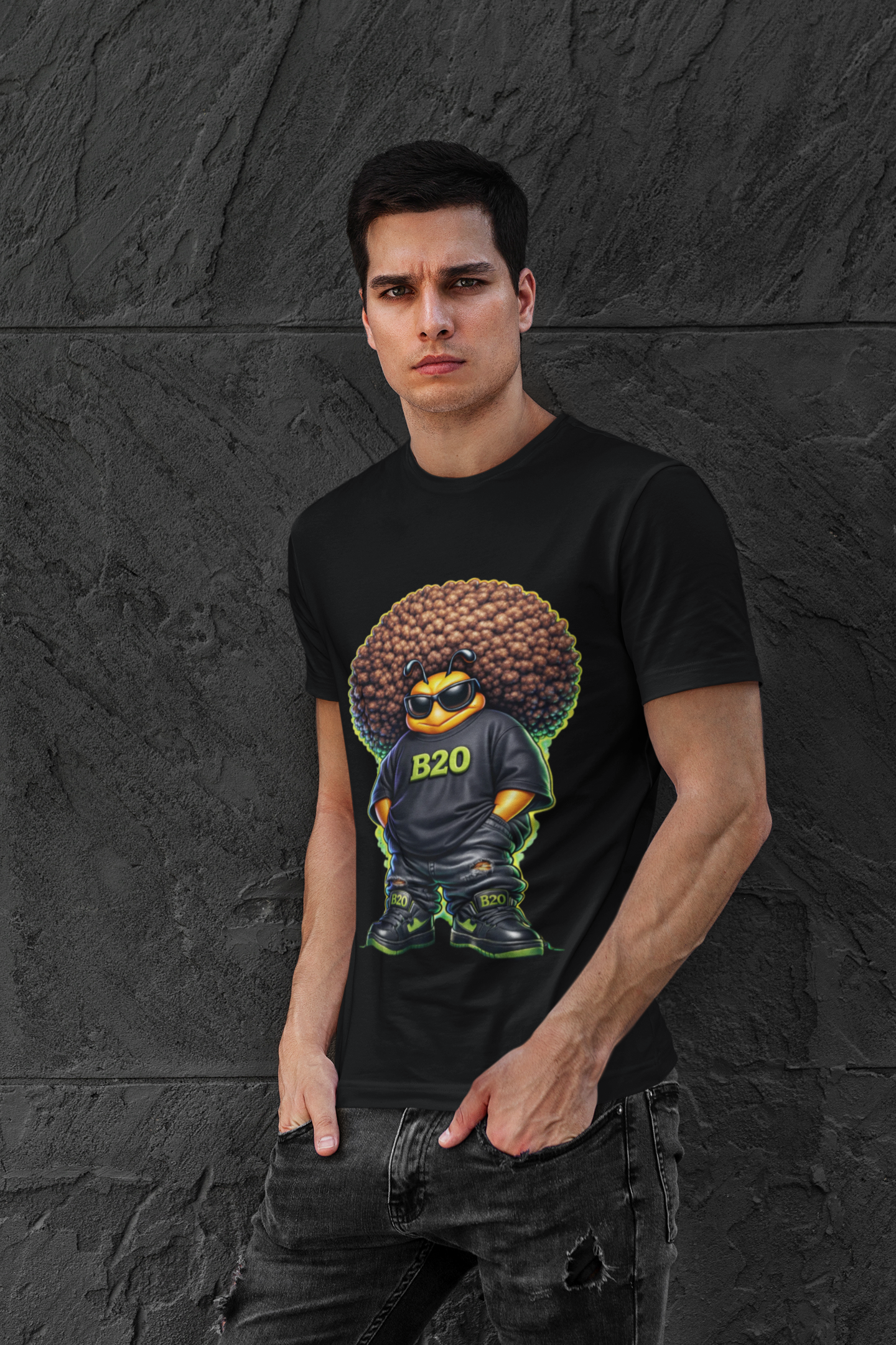 B2O Afro Bee Urban Graphic Tee – Brooklyn 2 Ohio Streetwear Shirt
