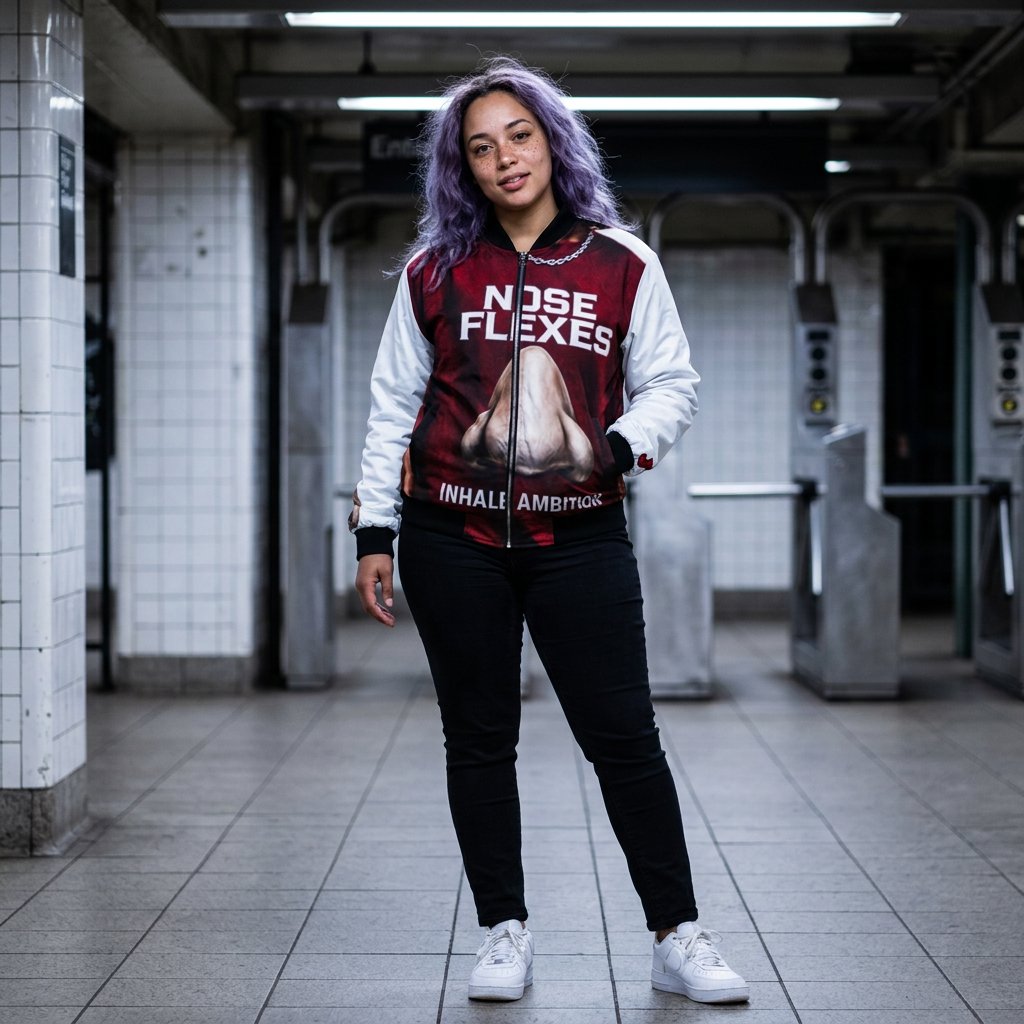 Bomber Jacket — 'Nose Flexes' Graphic Bomber with JBZ Bee Backprint