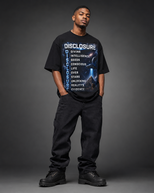 Disclosure Graphic T‑Shirt — UFO, Cosmic Art & Alien Evidence Tee