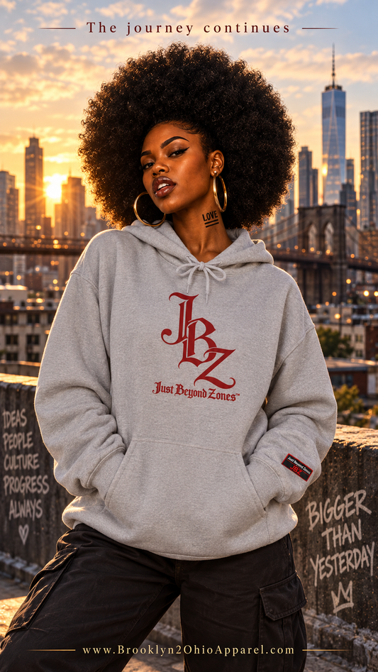 Initials Logo Hoodie — JBZ Red Gothic Script Pullover