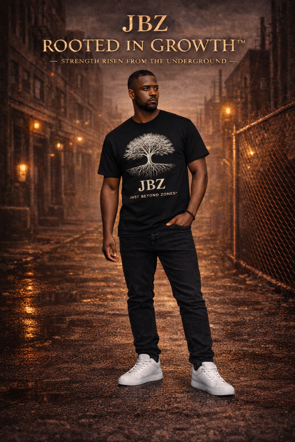 JBZ “Rooted in Growth™” Black Tee