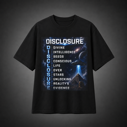 Disclosure Graphic T‑Shirt — UFO, Cosmic Art & Alien Evidence Tee